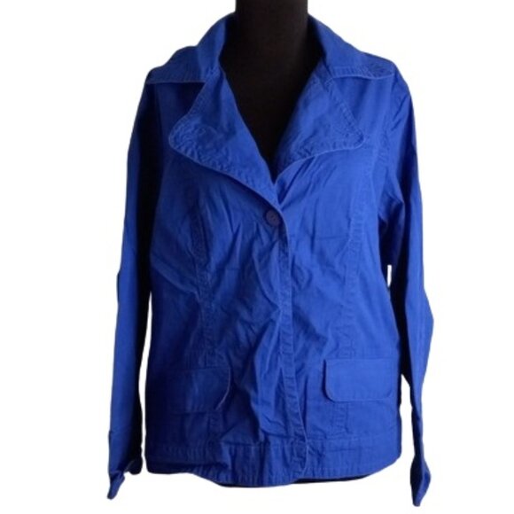 Chico's Jackets & Blazers - Chico's 3 XL Blue Jacket Button Front Pockets